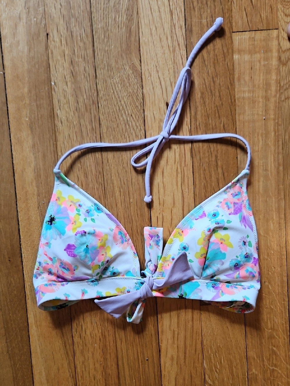 Victoria's Secret White Floral Halter Bikini Top